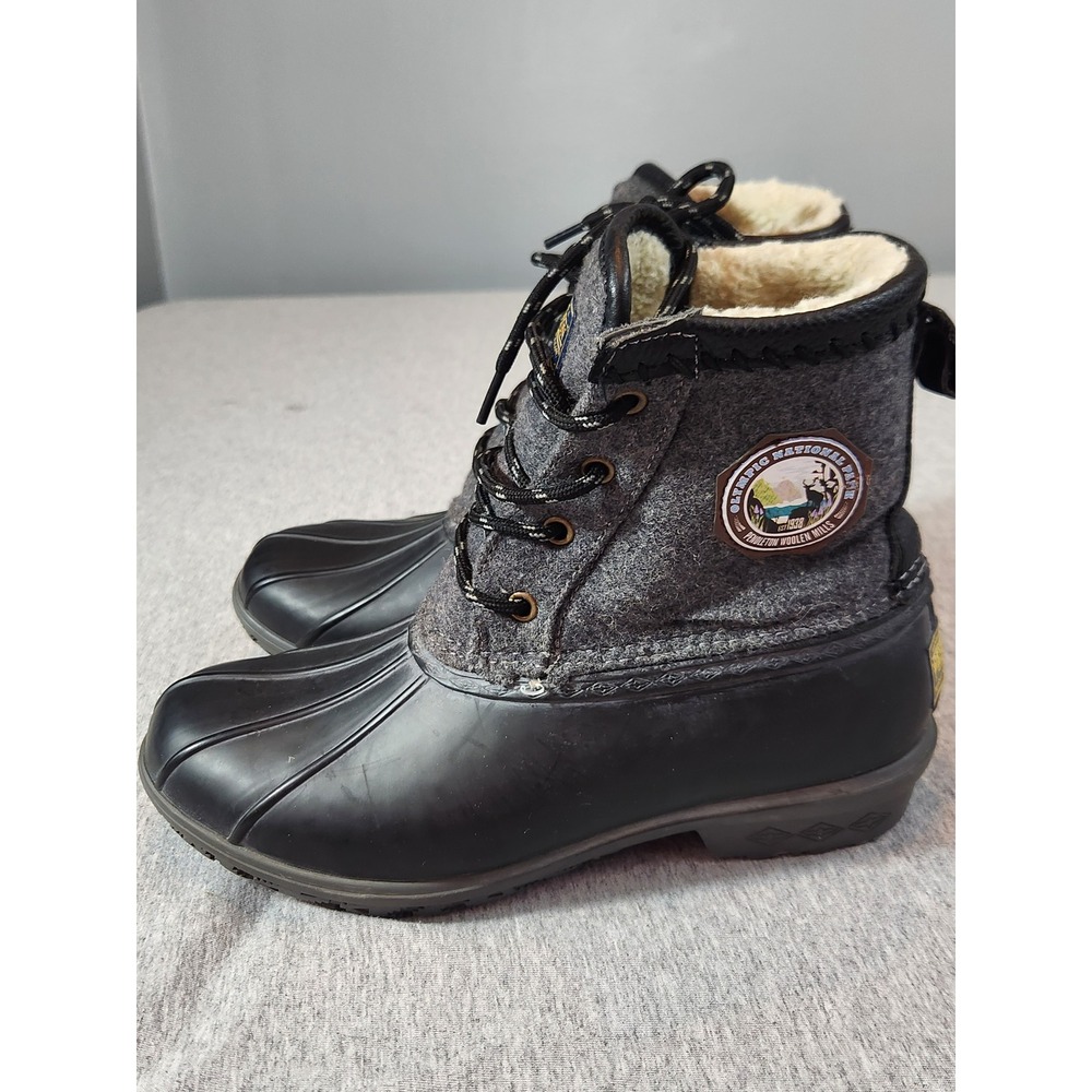 Pendleton Duck Boot Women Size 7 Black Grey Olympic National Park Wool Insulated